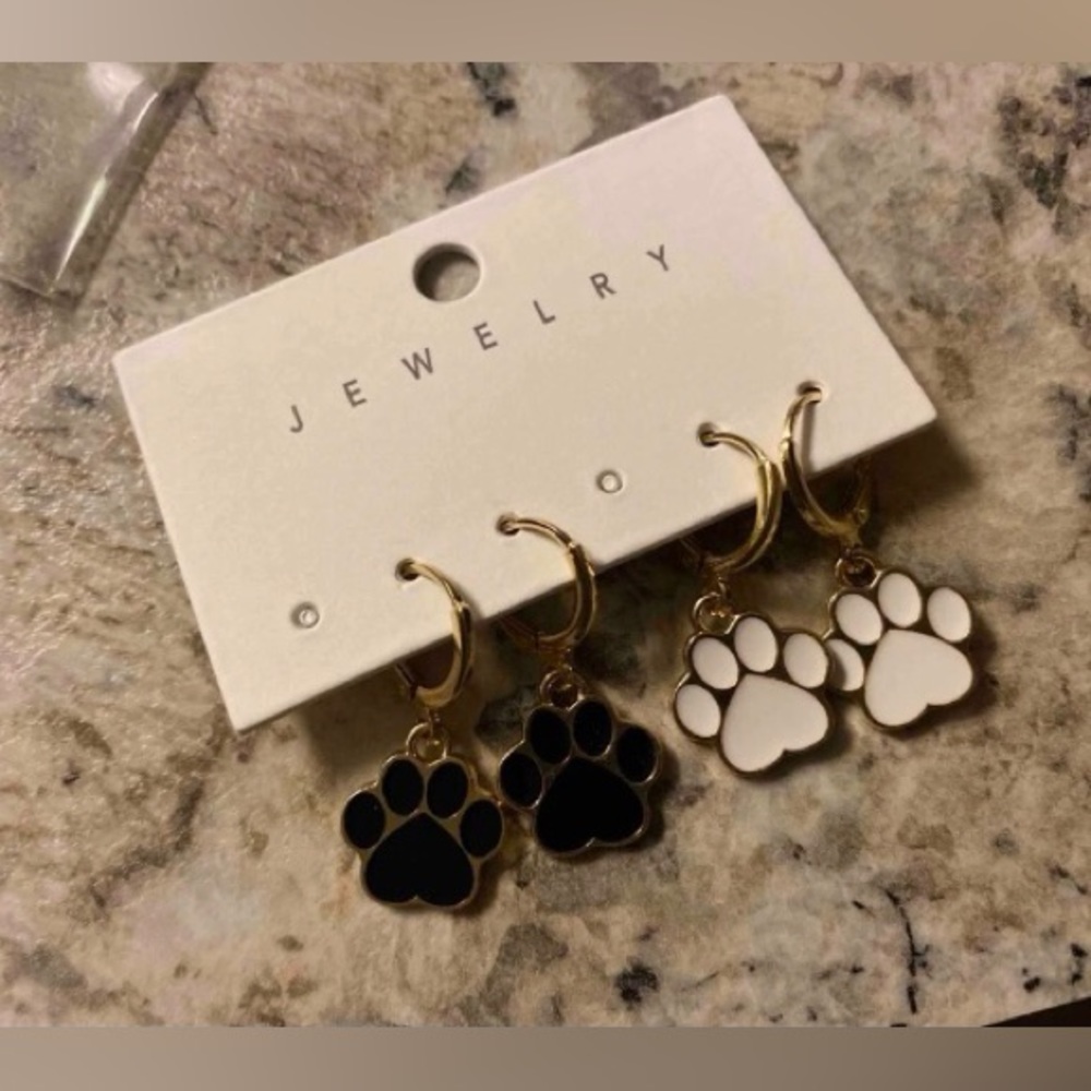 🐾 2 Pair Paw Print Drop Earrings Set NWT - Picture 5 of 6